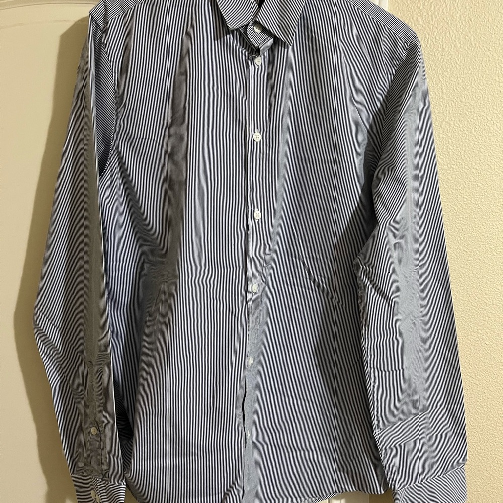 H&M Men's Navy Striped Button Down Shirt